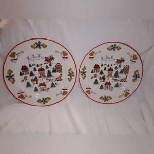 The Joy Of Christmas Jamestown Santa Dinner Plates Holiday  10 1/2" Diameter